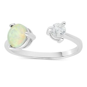 💎LUXURY Simulated Opal (3/4 ct.) & Cubic Zirconia Cuff Ring in Sterling Silver